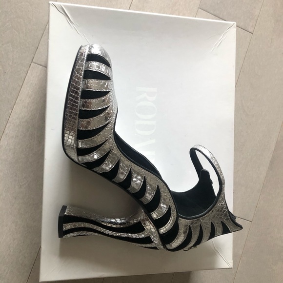Brand new silver and black Rodarte Mary Jane heels - Picture 2 of 7